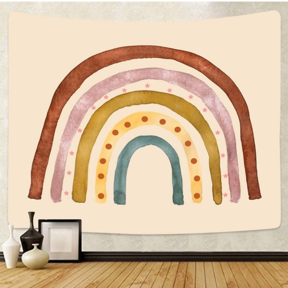 Minimalist Rainbow Painted Bohemian Wall Decor/Art for Outdoor/Indoor/Bedroom - Picture 5 of 6